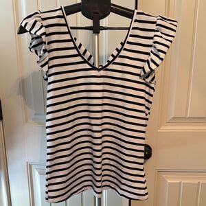 Striped Ruffle Sleeve Top